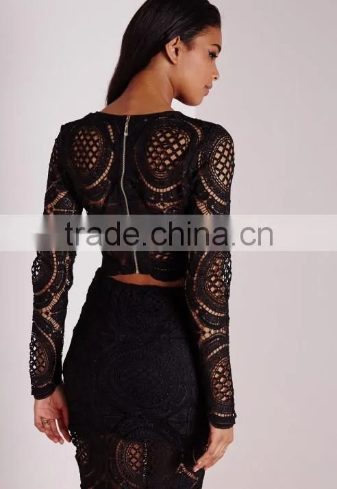 Crochet ladies fashion two piece sets three color designs Bridesmaide wear white lace sets