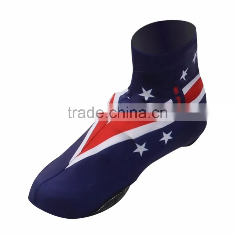 2016 custom full sublimation printed cycling shoe cover with flag designs