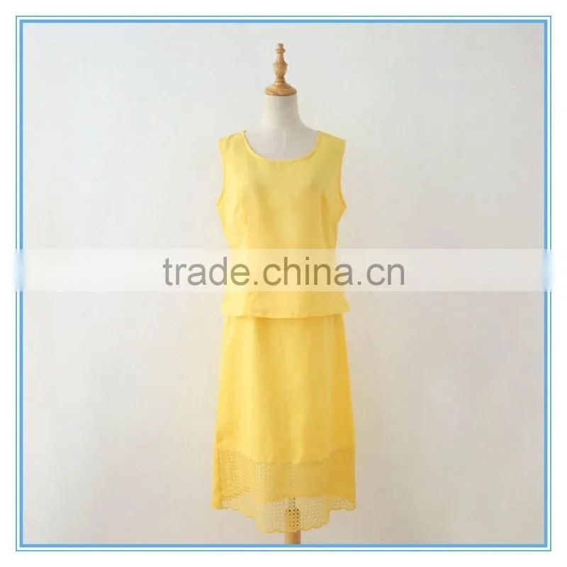 Casual ramie cotton simple 3 pcs ladies' church suits