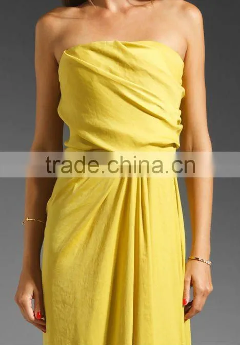 strapless draped side waist gown