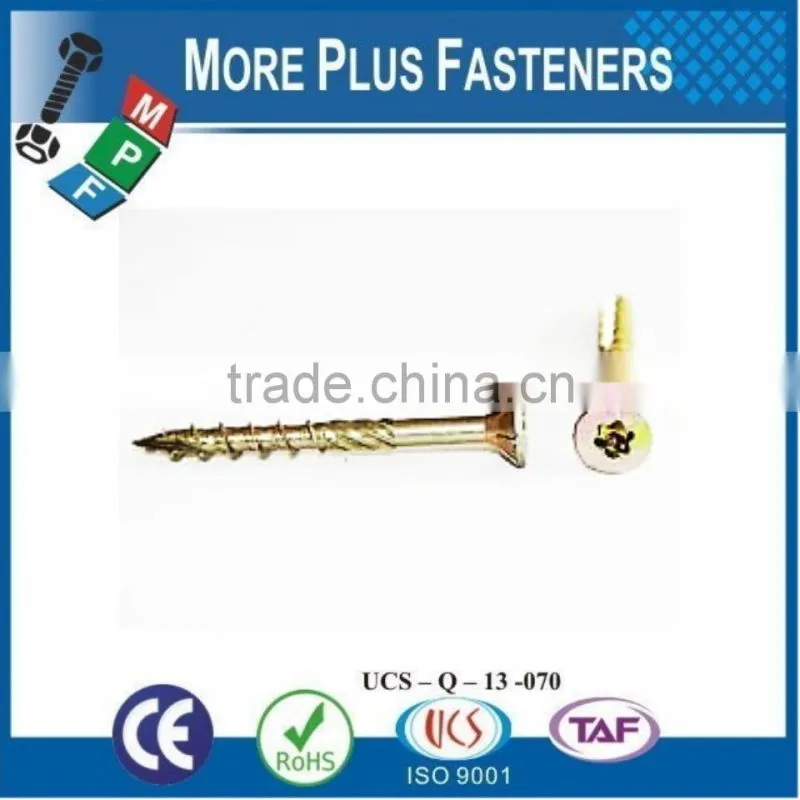 Made in Taiwan Chipboard Screw Particle Board Screw Gympsum Board Screw Pozi Drive Countersunk Head Six Lobe Recess Torx Drive