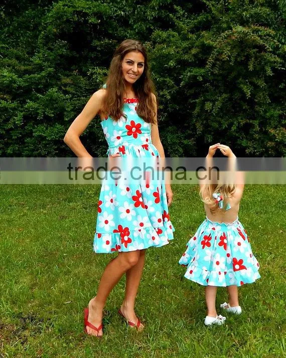 Hot Sale Mommy and Me matching Dresses Cotton foral dress