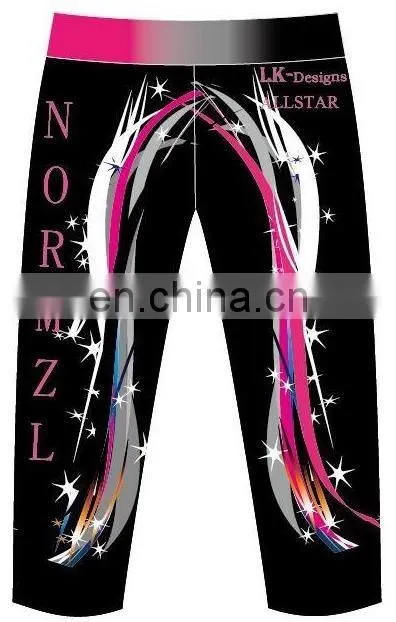 dance leggings blue design dance sport wear for girls