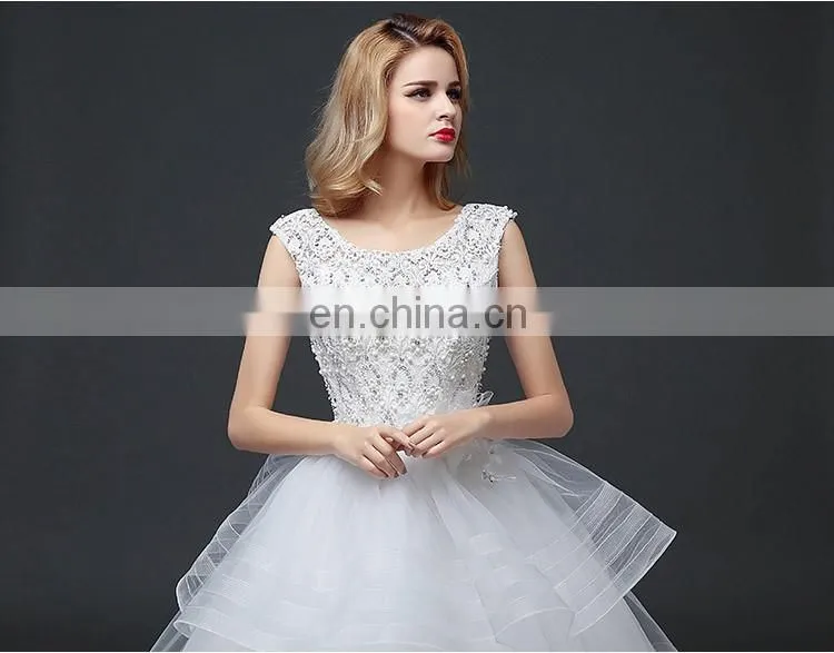 HS1601 Vintage Lace Applique Elegant White Ruched Tulle Wedding Dress 2017
