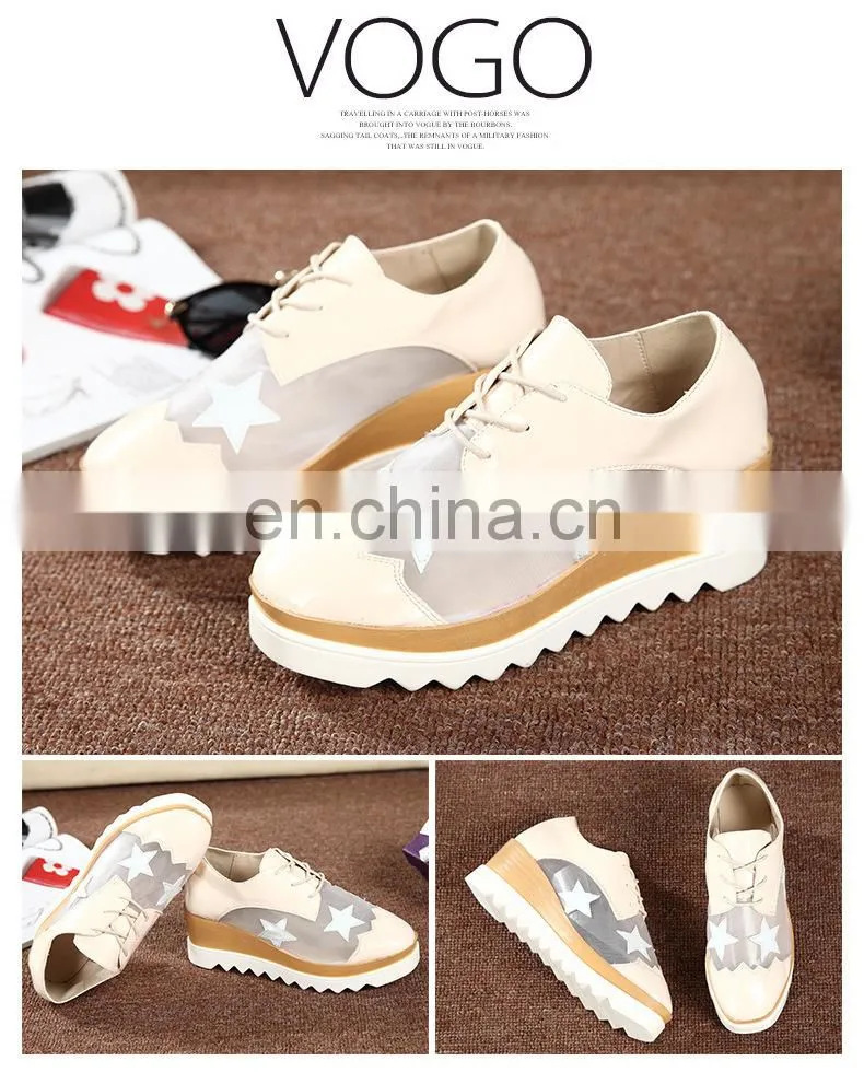 Wholesale high heel platform shoes women leather shoe flat 2017