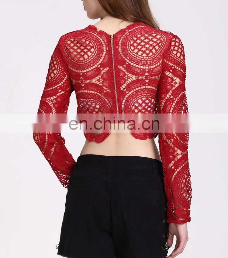 2016 Summer Latest Top Designs For Women Sexy Lace Crop Top