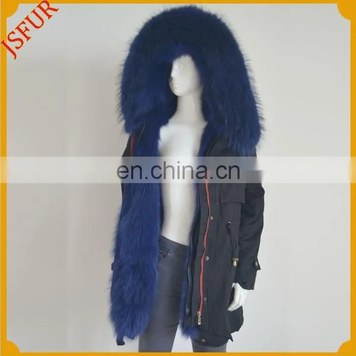 Jsfur Wholesale Hot Style Cotton Fabric Winter Women Parka With Fur