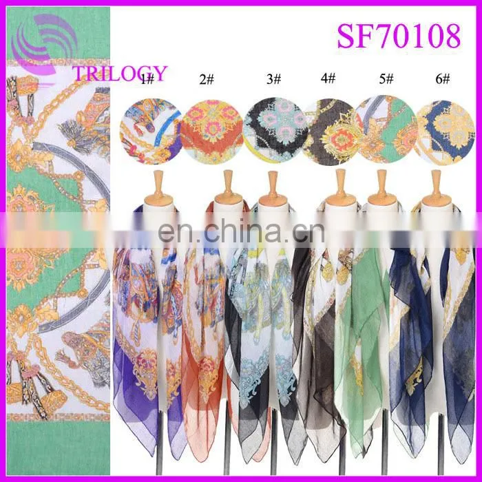 muslim scarf new design with chinese flower scarf pattern
