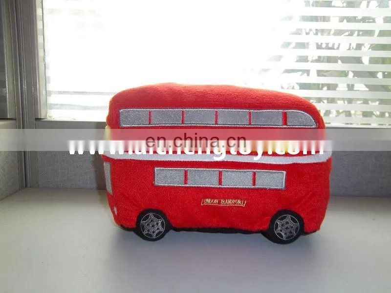 custom cartoon red bus plush toy promotion