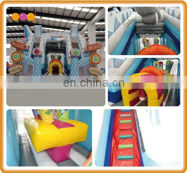 2016 AOQI newest design fun airport gaint inflatable slide double lane for kids