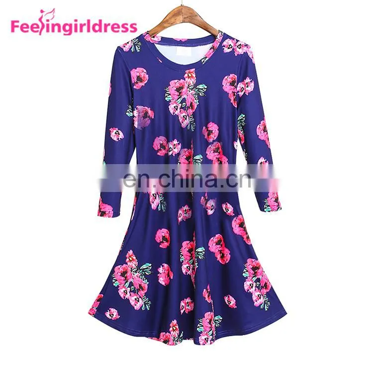 Free Shipping Print Floral Women Kimono Mini Long Sleeve Soft Dresses In Bulk