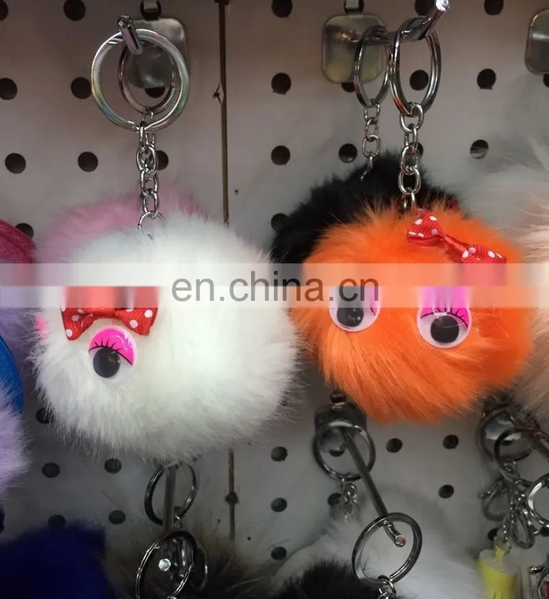 Owl pom pom key chain large faux fur OWL bag charms