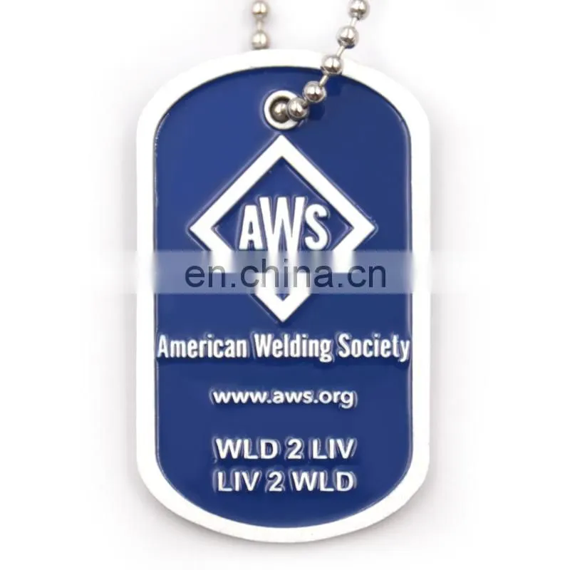 Silver finish aluminum engrave your own logo dog tag pendant