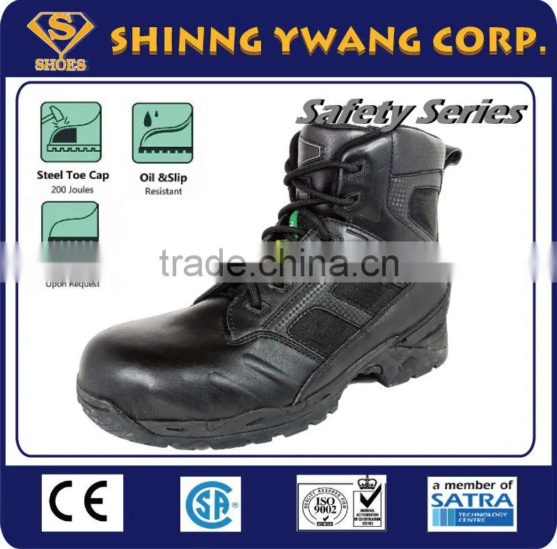 6 inches black leather tactical army boot