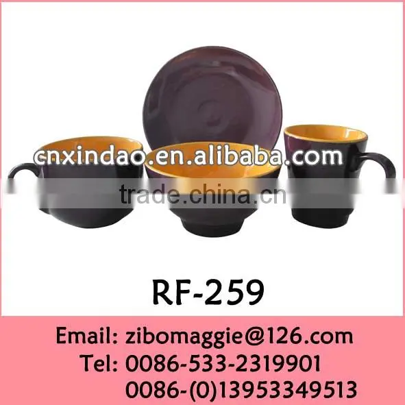 Round Shape Hot Sale Porcelain Breakfast Dinning Set with Assorted Color for Tableware