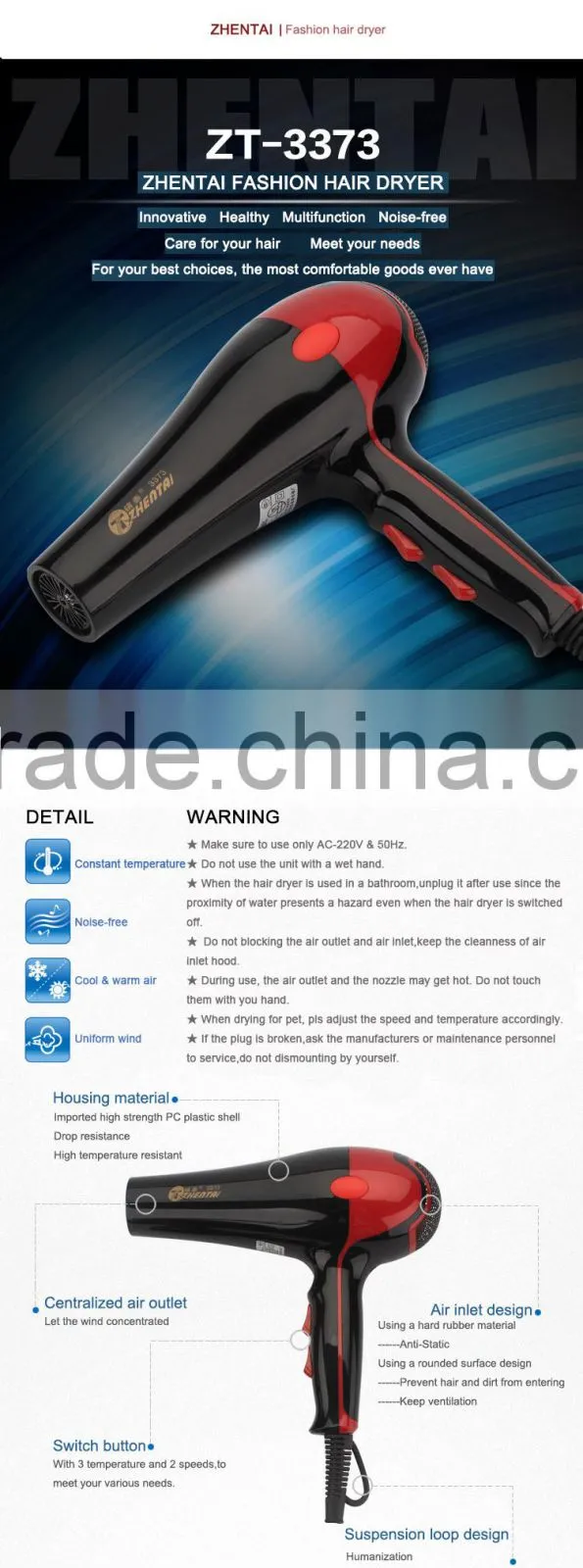 Professional Hair Dryer Fashionable Hair Dryer Student Hair Dryer Wholesale