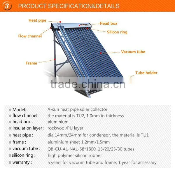 TOP 10 solar collector company in Haining produce vaccum tube Heat pipe solar collector