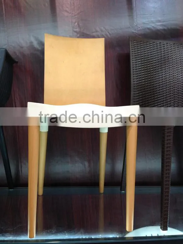 plastic and wood chair PP seat wood back