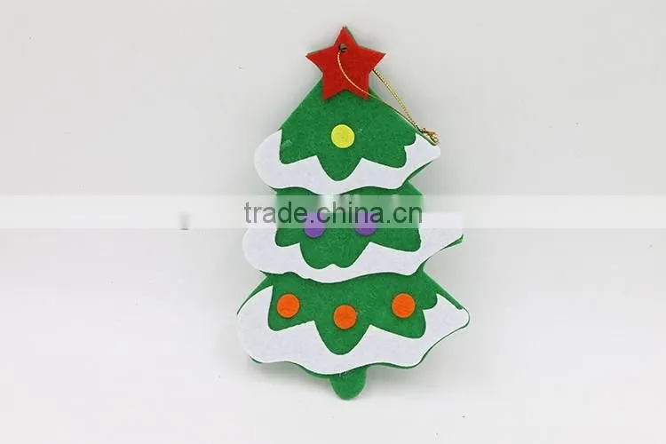 Green Color Felt Applique Non-woven Fabric Santa Claus On The Tree Xmas Decoration