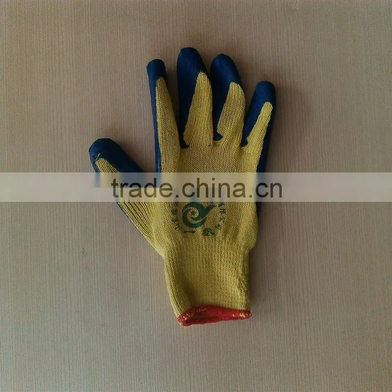 Latex coated string knit gloves blue gloves