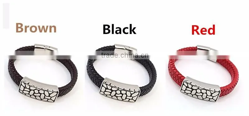 fashion jewelry best selling items engraving logo bio magnetic mens leather bracelet