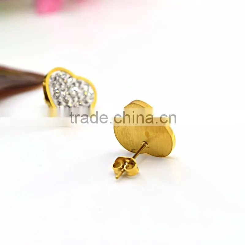 High Quality Women European Fashion Jewelry Set Chain Crystal Pendant Necklace & Charm Heart Earrings