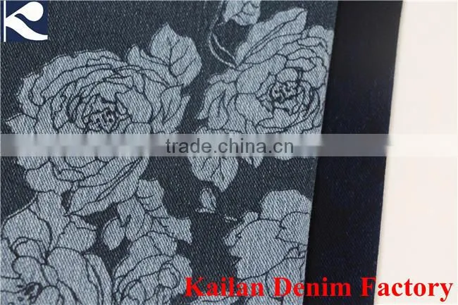Discharge Printed Knitting Denim Fabric