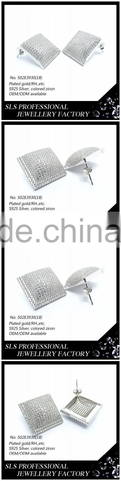 2015 Fancy American style AA zircon micro pave 925 silver rhodium plated butterfly push stud earrings