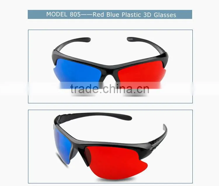 Beautiful designer plastic vision Red Blue 3d plastic glasses for cinema and tv-KX30