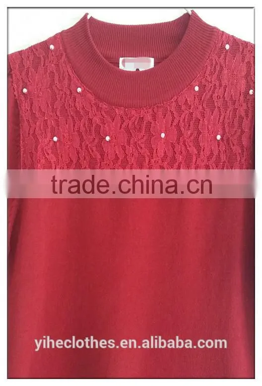 Decent little turtle neck knitting wear short-sleeve lace pullover
