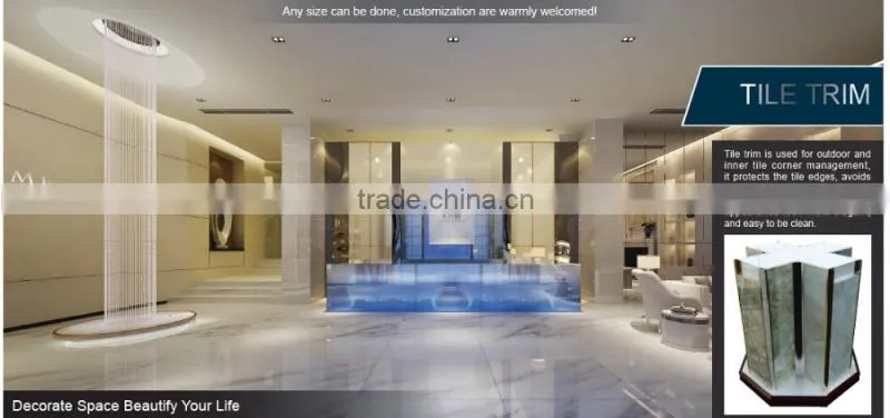 2016 hot sale flexible chrome round aluminum ceramic edge tile trim