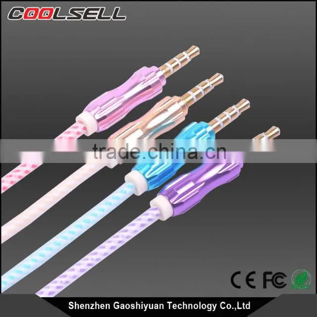 3FT Tangle Free stereo 3.5mm plug Auxiliary splitter audio car aux Cable for Apple Android Smartphones Tablet and MP3 Player