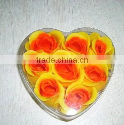 rose petal soap with heart shape box