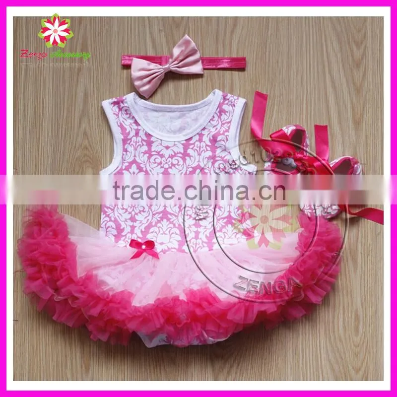 New baby pink floral satin petti dresses girls spring long flower dresses
