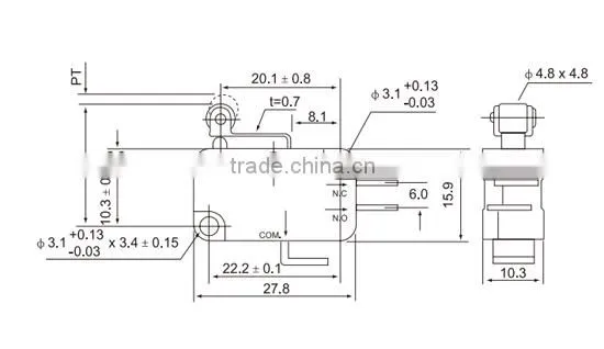 CNTD 10A Omron Micro Switch V-15 Series 250V SPDT Action Switch Short Roller lever Type CMV-104D