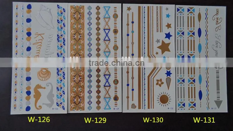 flash tattoos Newest Temporary gold silver blue color tattoos 10.5*21CM