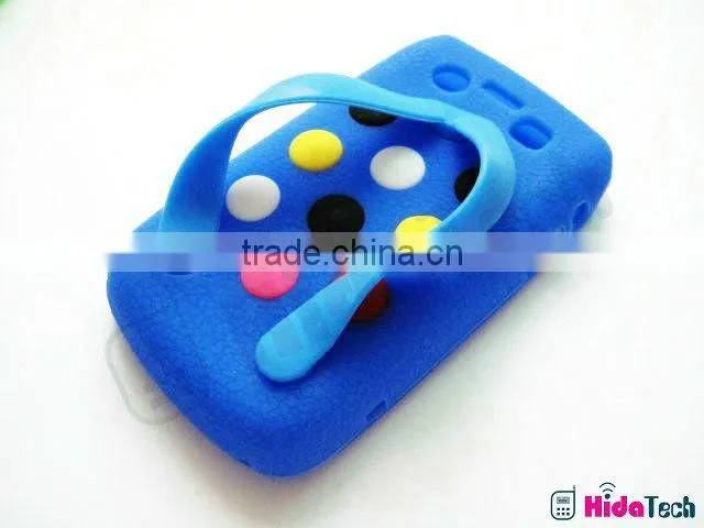 silicone gel case cover for blackberry 9700, slipper shape,shoe shoes pattern design
