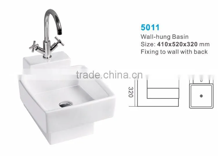 Square wall hung basin bathroom sink, ceramic kitchen ware, design bathroom sanitary ware
