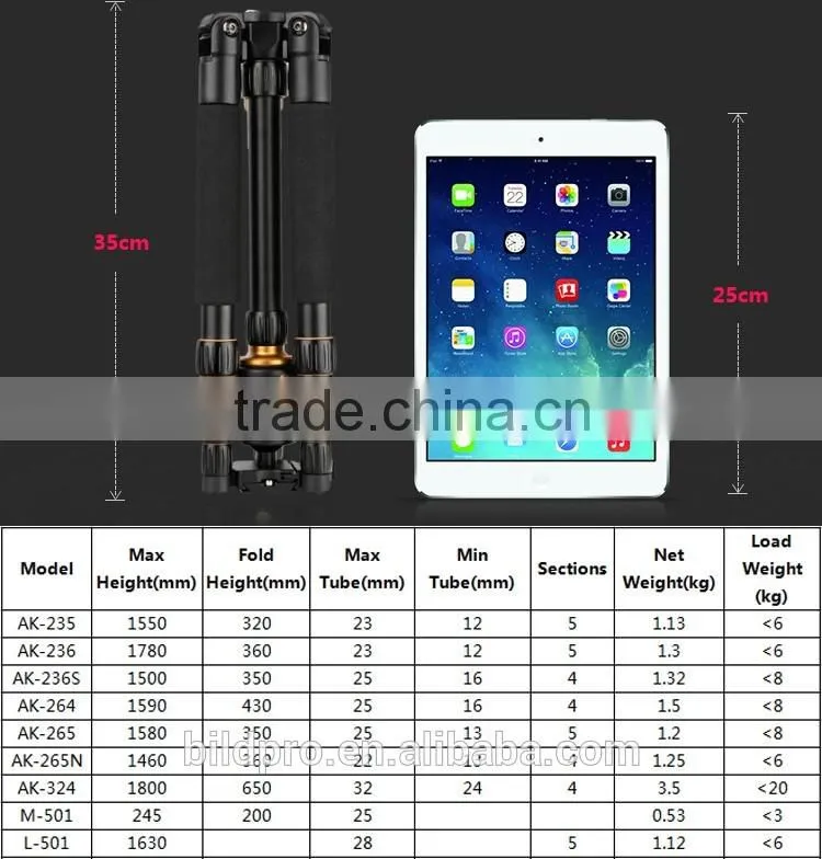 BILDPRO Tripod Factory Professional Camera Tripod Cheap Price Supplier