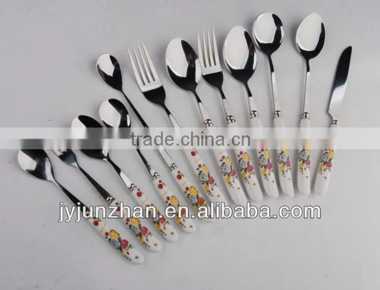 stainless cutlery with ceramic handle made by Junzhan Factory and sell directly