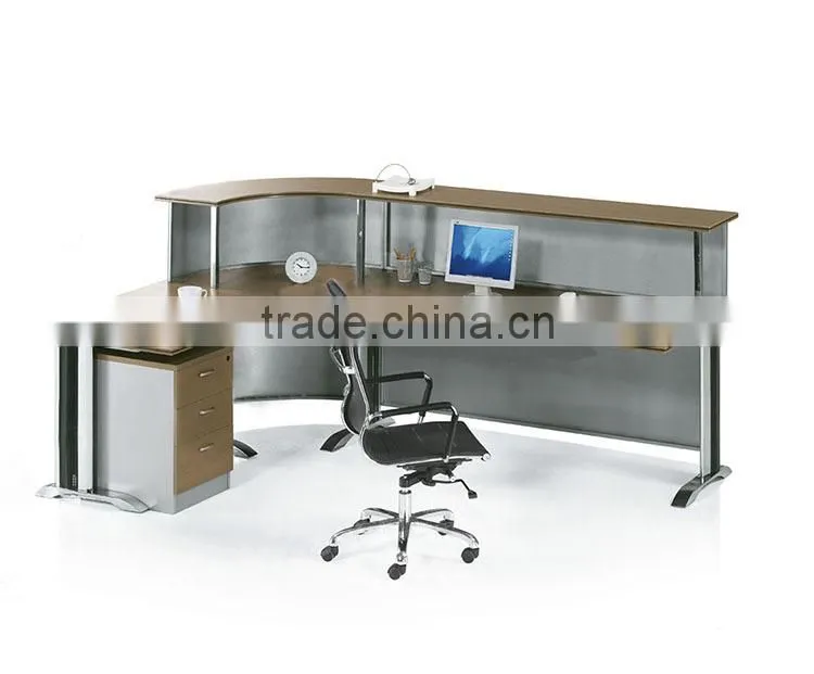 L shape reception furniture high glossy desk