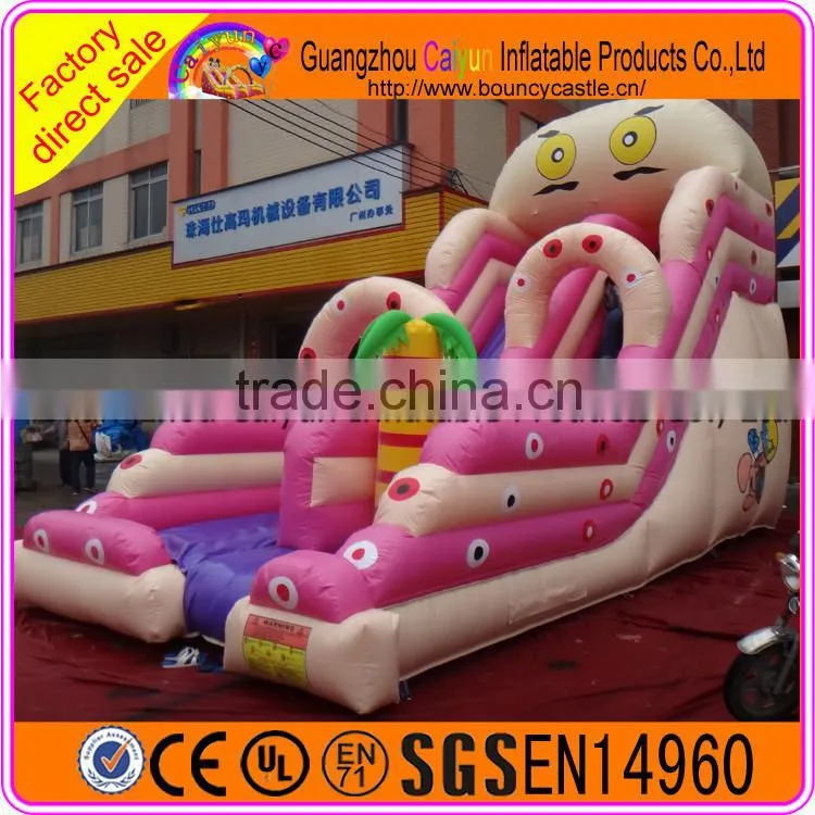 Pink inflatable dry slide funny game hot sales