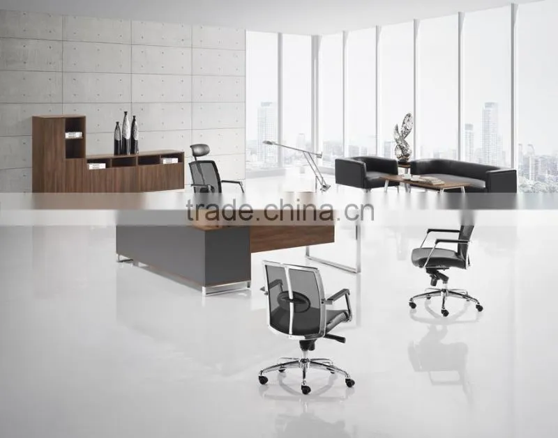 DT-14 high end stainless steel base office table modern design MDF executive table