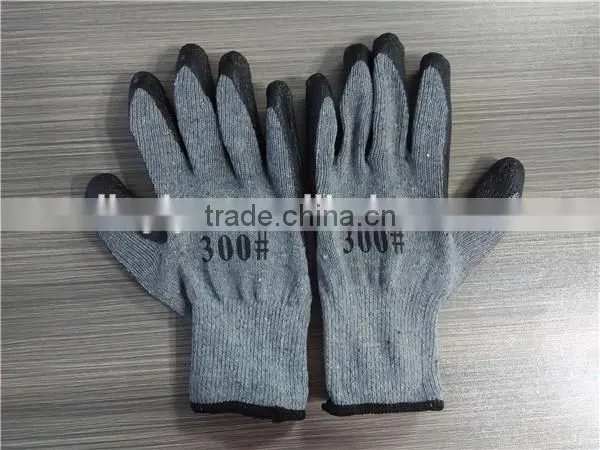 10 gauge cut resistant black latex coated cotton gloves with wrinkle