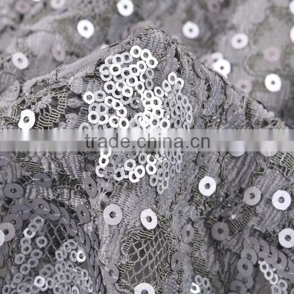 Hot sale flower sequin embroidery fabric for dress