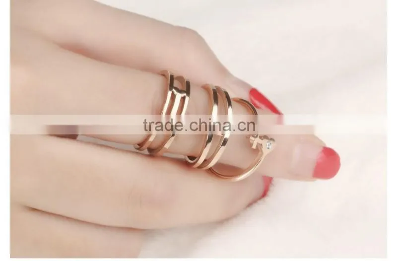 new product 2017 fashion 18K rose gold plated elegant ring woman with heart and cross