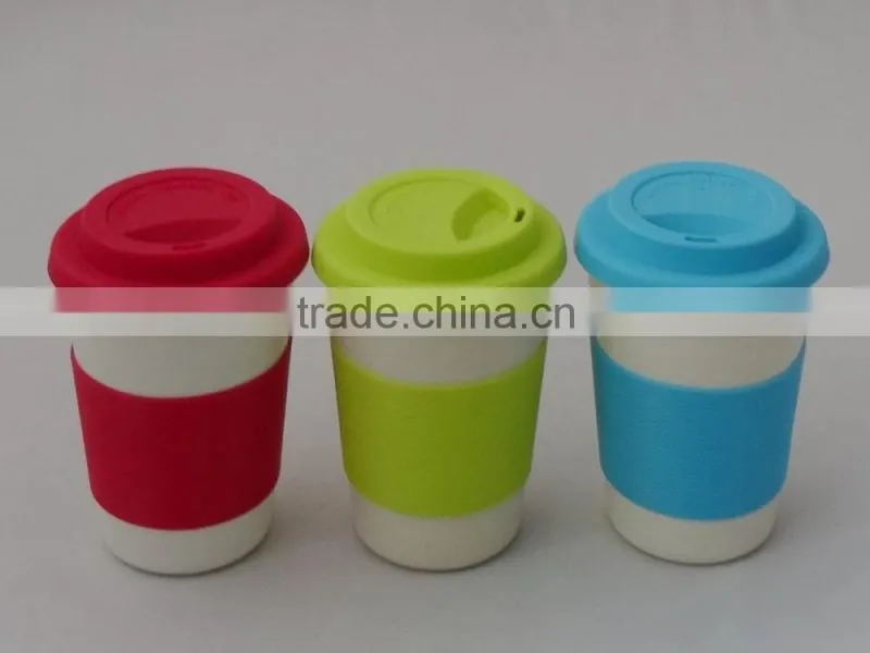 Newest design Bamboo Fiber Cup with lid and straw