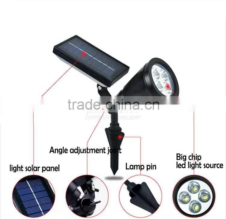 garden solar lamp with 3.7V 2200mA battery & 2w solar led garden replacement lamp