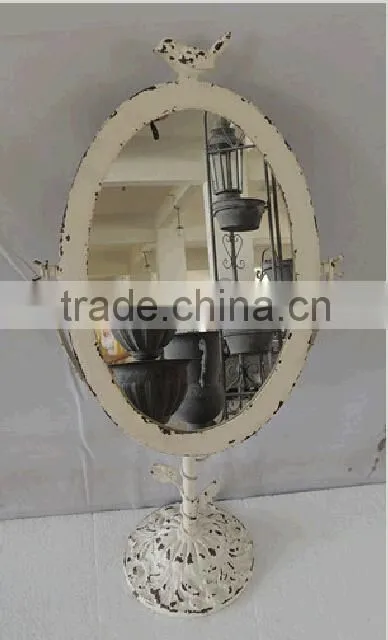 Vintage chic small iron standing table decorative mirrors