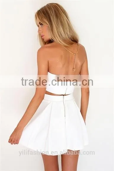The strapless buster features a v-cut out boned neckline girls two sets